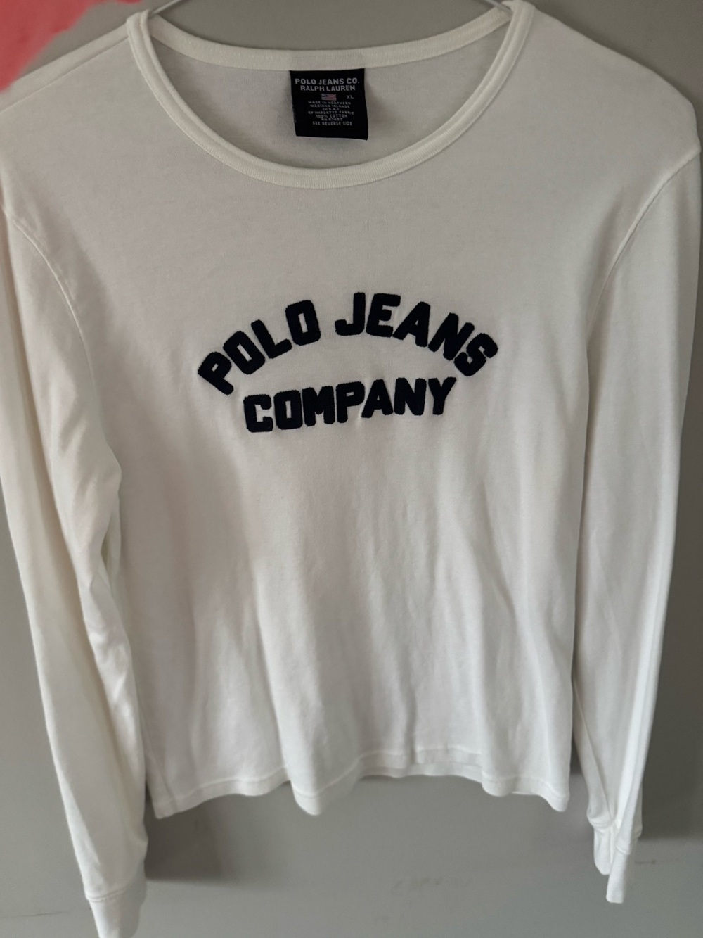 Polo by Ralph Lauren Women’s White Long Sleeve Tee Navy Logo Polo Jeans Company